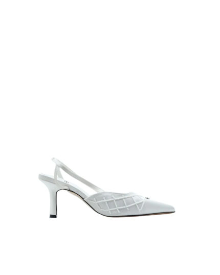 Chanel French flared pearl silk stilettos