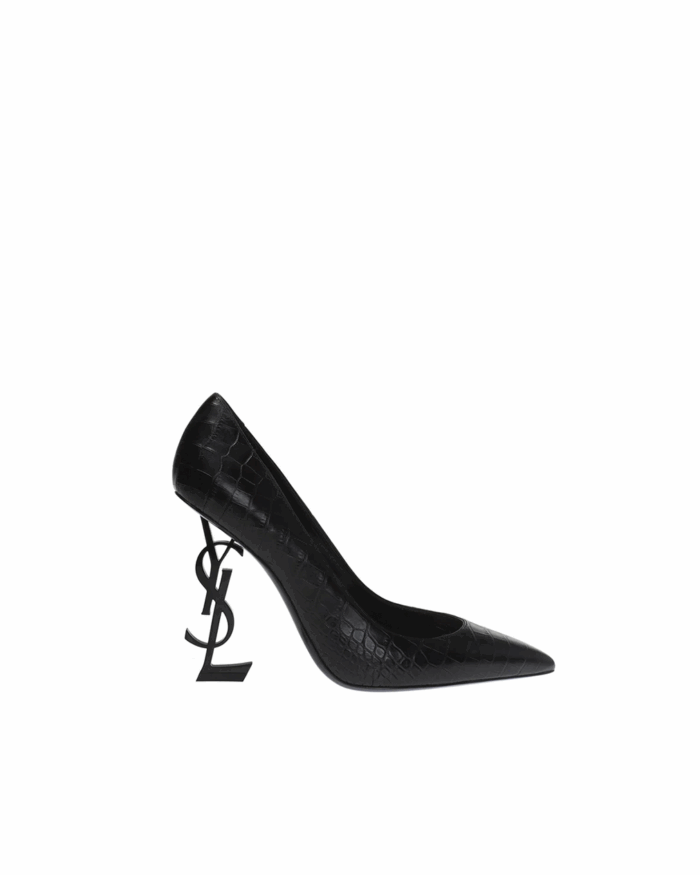 Saint Laurent Calfskin Crocodile Embossed Opyum 110 Pumps