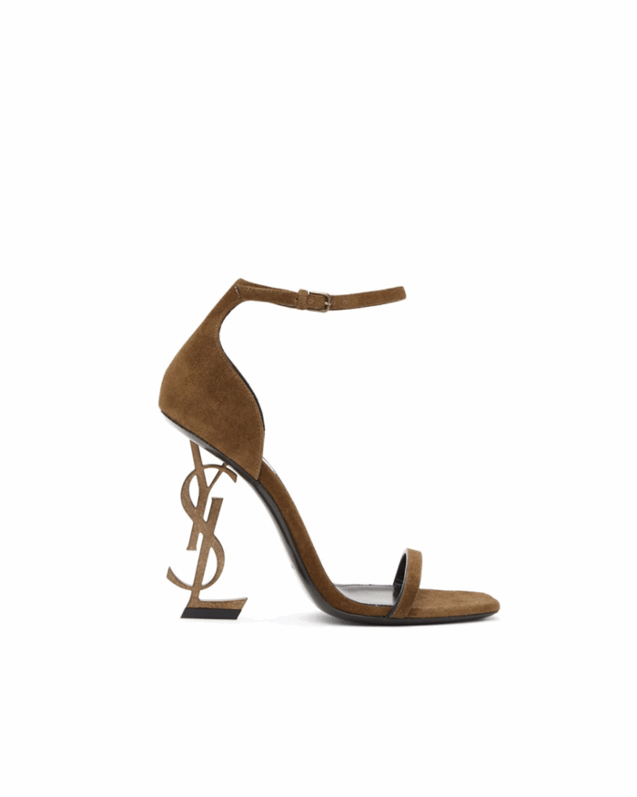 Saint Laurent Opyum YSL-Heel Suede Sandals - Bergdorf Goodman